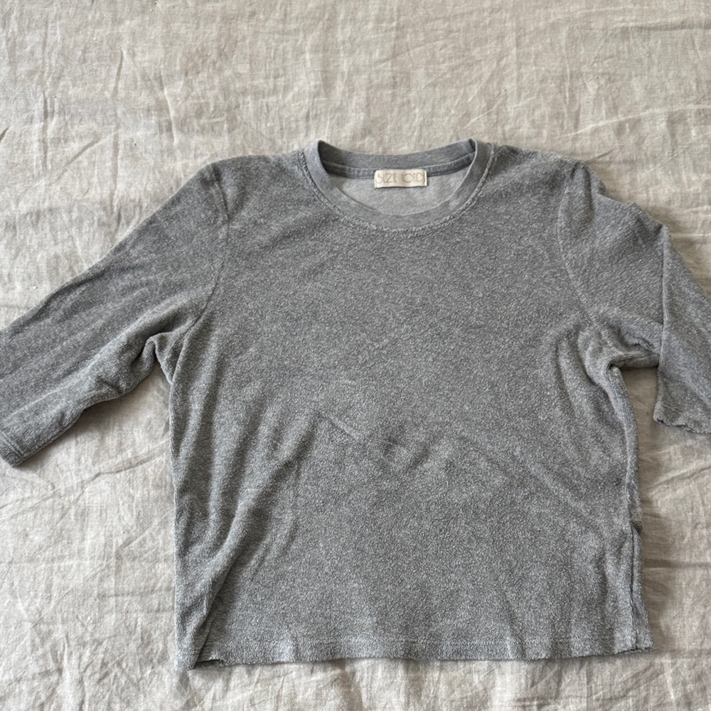 Suzie Kondi Terry Gray 3/4 Sleeve Top,M